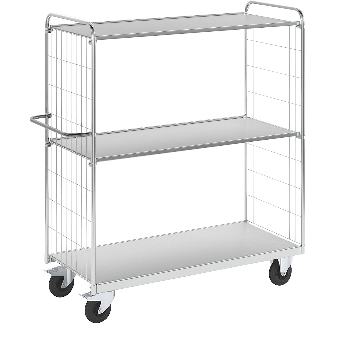 Carrello a ripiani versatile – Kongamek, con 3 ripiani, lunghezza 1590 mm, rotelle pivottanti con fermo, a partire da 2 pz-4