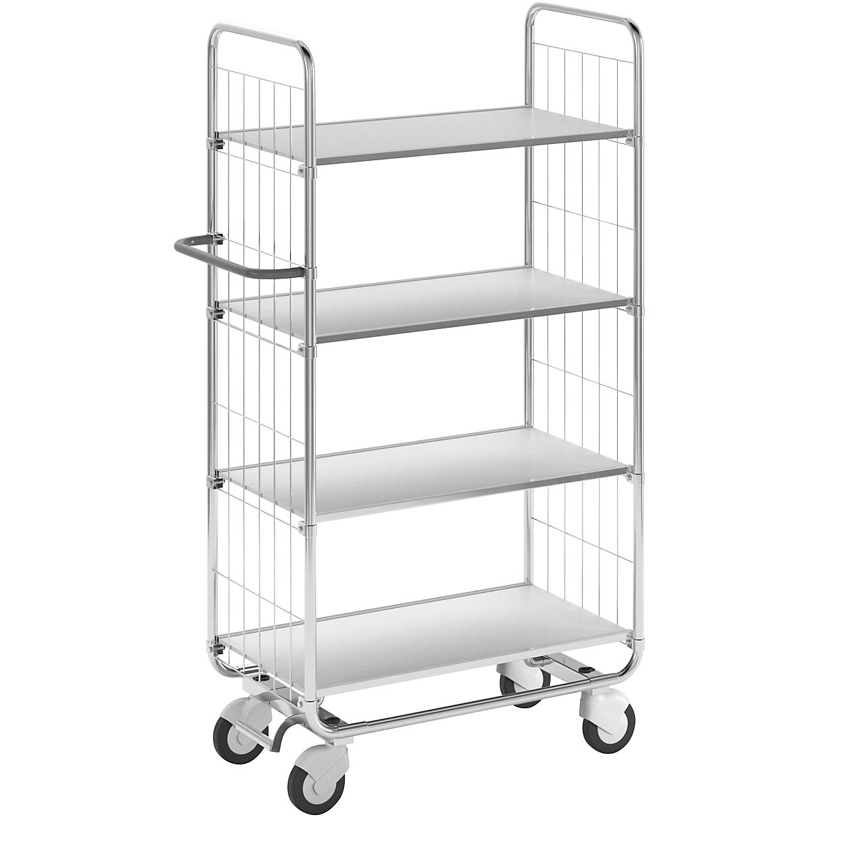 Carrello a ripiani zincato a fuoco – Kongamek, 4 ripiani, lungh. x largh. x alt. 945 x 470 x 1590 mm, 4 rotelle-2