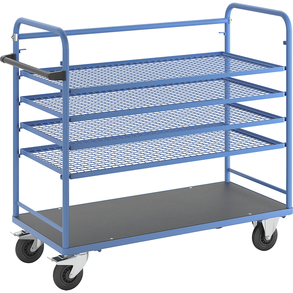 Carrello a scaffale – eurokraft pro, per 5 ripiani, incl. 4 ripiani, con ripiano a griglia-1