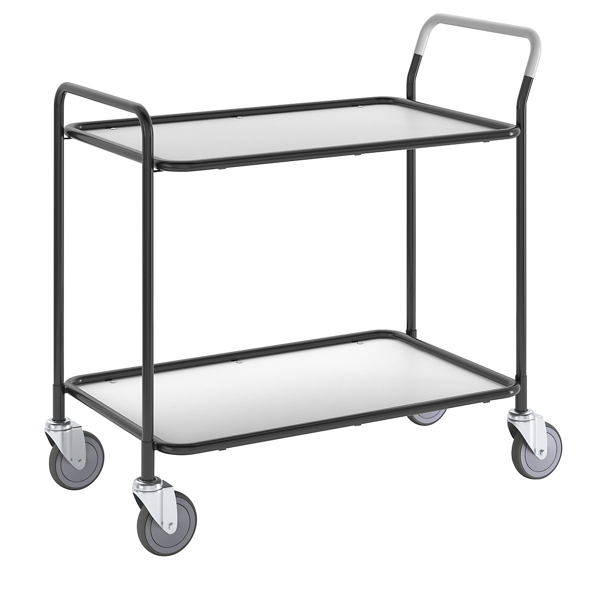 Carrello di servizio – Kongamek, 2 ripiani, lungh. x largh. x alt. 1020 x 555 x 965 mm, nero / bianco-2