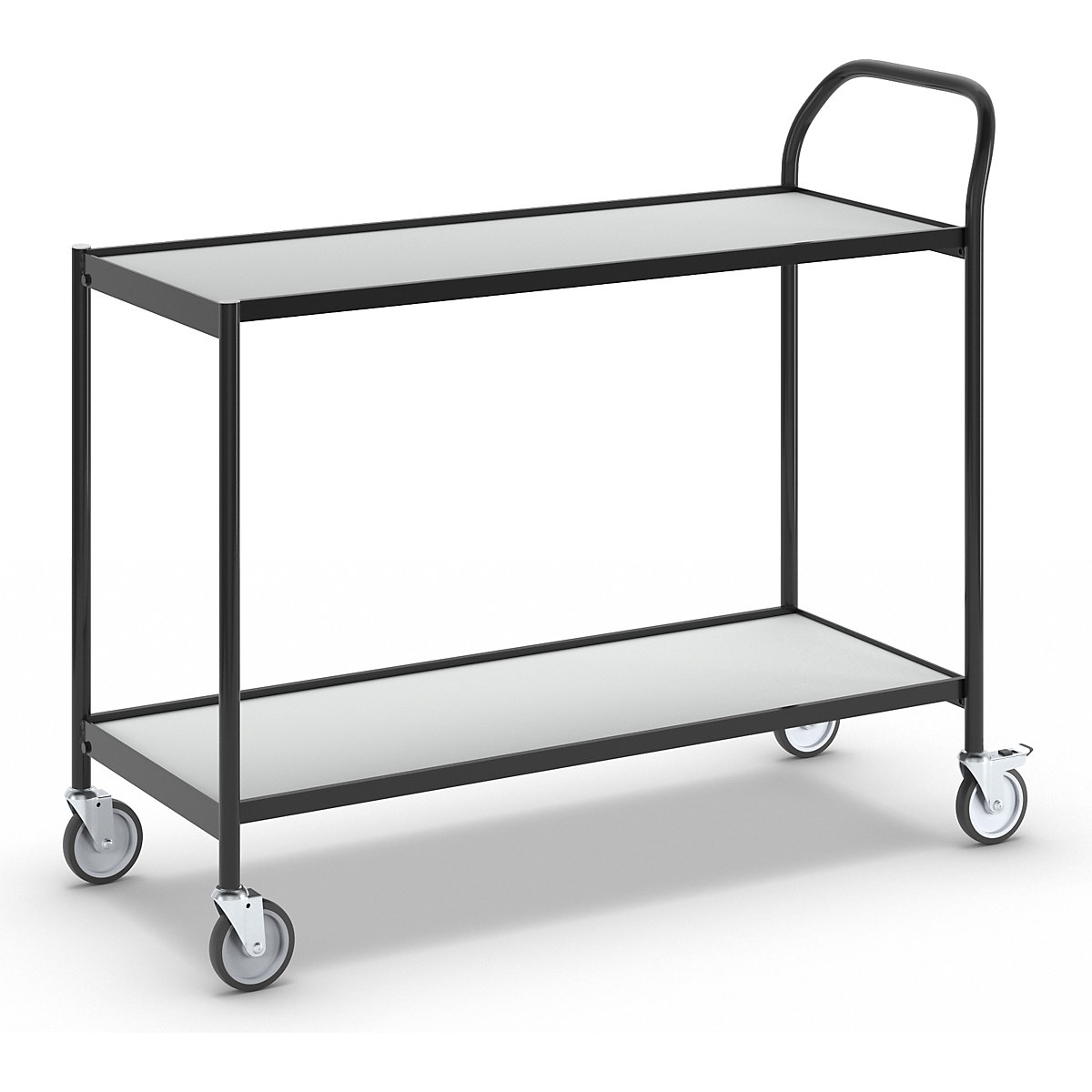 Carrello di servizio – HelgeNyberg, 2 ripiani, lungh. x largh. 1000 x 420 mm, nero/grigio-3