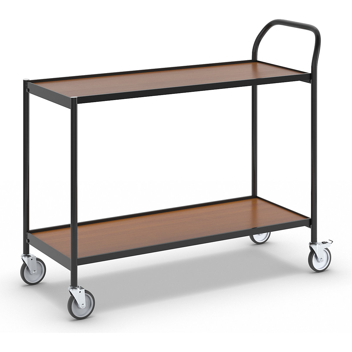 Carrello di servizio – HelgeNyberg, 2 ripiani, lungh. x largh. 1000 x 420 mm, nero/faggio-1