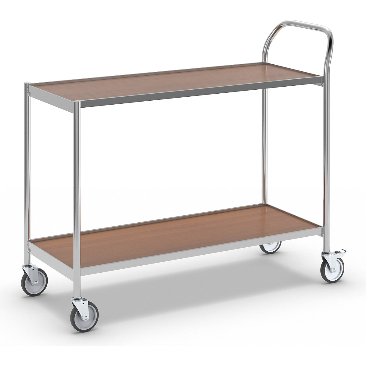 Carrello di servizio – HelgeNyberg, 2 ripiani, lungh. x largh. 1000 x 420 mm, cromo/faggio-12