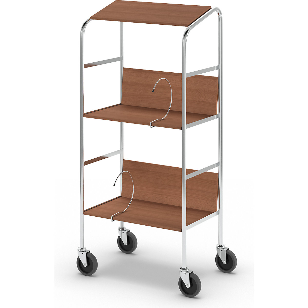 Carrello per raccoglitori con ripiano, cromato – HelgeNyberg (Foto prodotto 5)-4