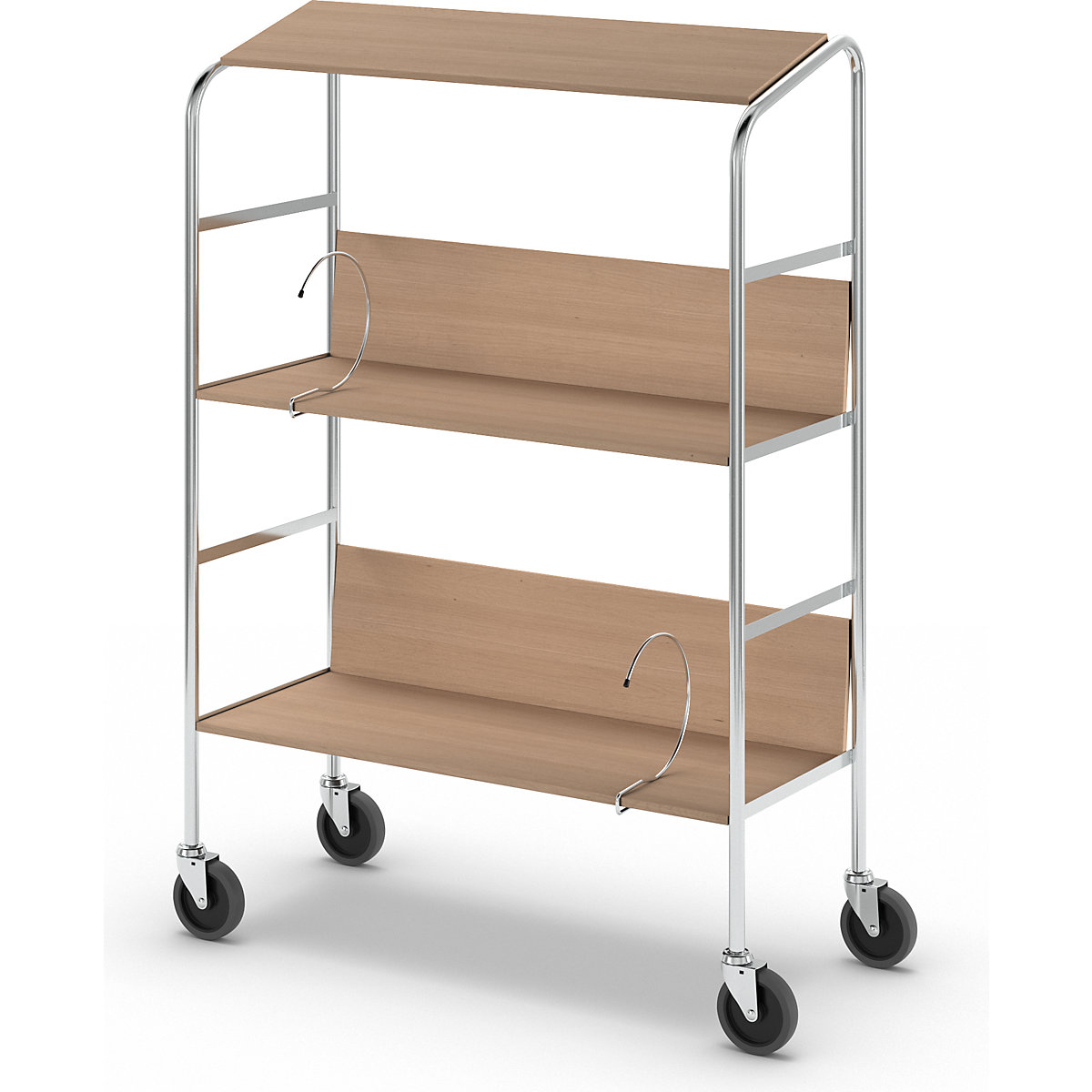Carrello per raccoglitori con ripiano, cromato – HelgeNyberg (Foto prodotto 4)-3