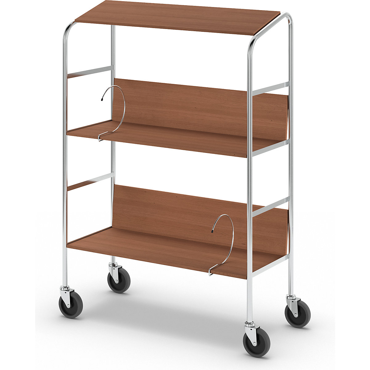 Carrello per raccoglitori con ripiano, cromato – HelgeNyberg (Foto prodotto 4)-3