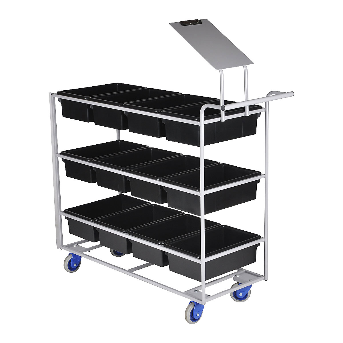 Carrello portamateriale – MATADOR, grigio, per 12 contenitori da 14 litri-1