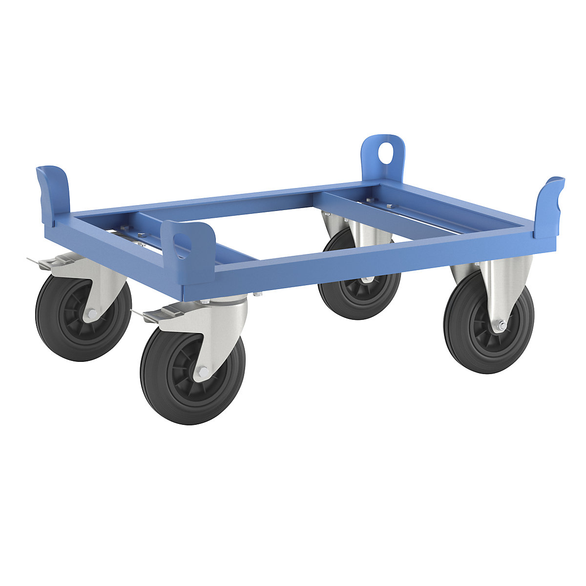 Telaio con rotelle in acciaio – eurokraft pro, per mezze palette, portata 500 kg, altezza di carico 280 mm, blu-5