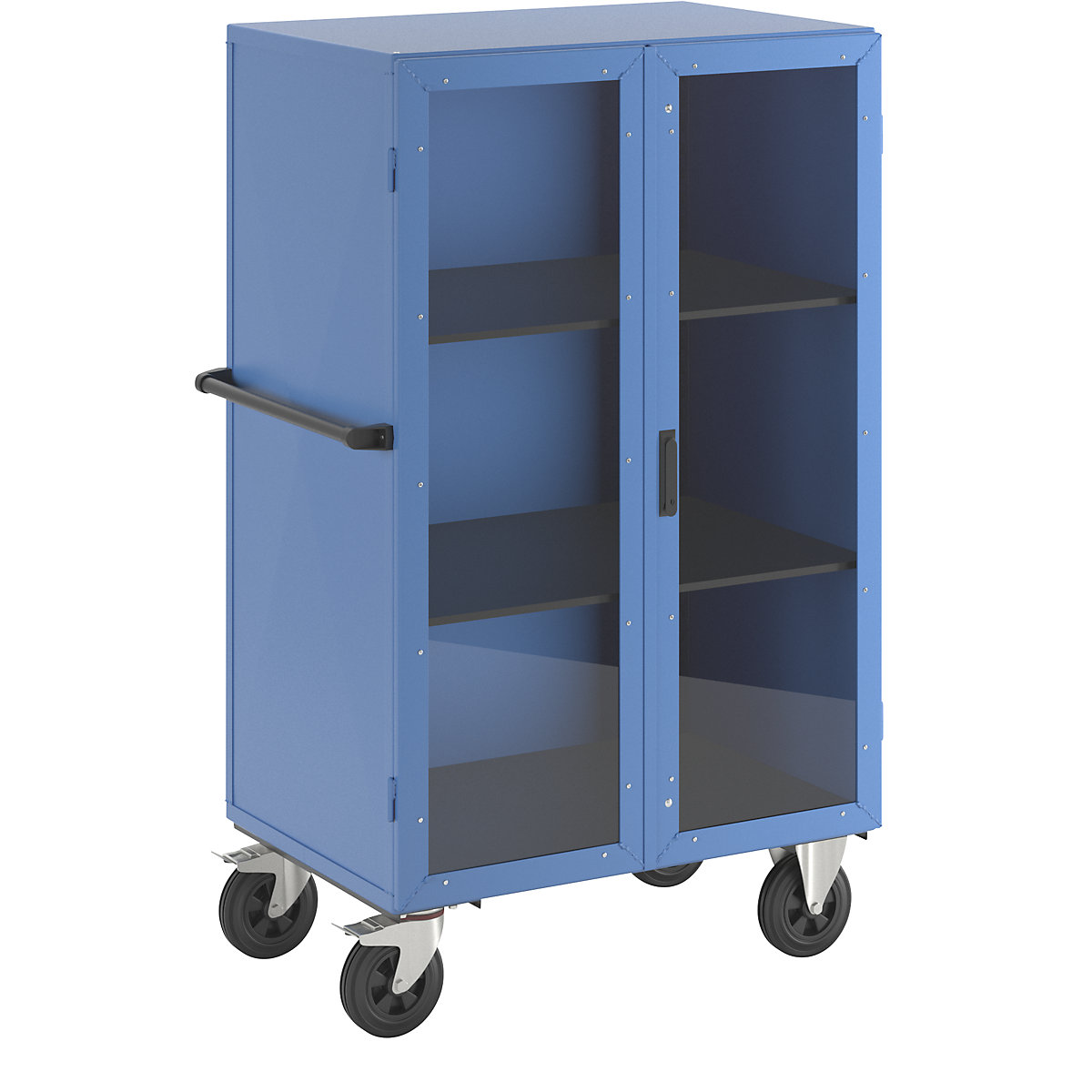 Armario rodante – eurokraft pro, puertas batientes de Makrolon®, con 2 baldas-5