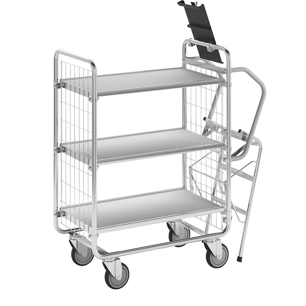Carro-escalera SERIE 100 – HelgeNyberg, 3 pisos, L x A x H 1020 x 460 x 1120 mm-3