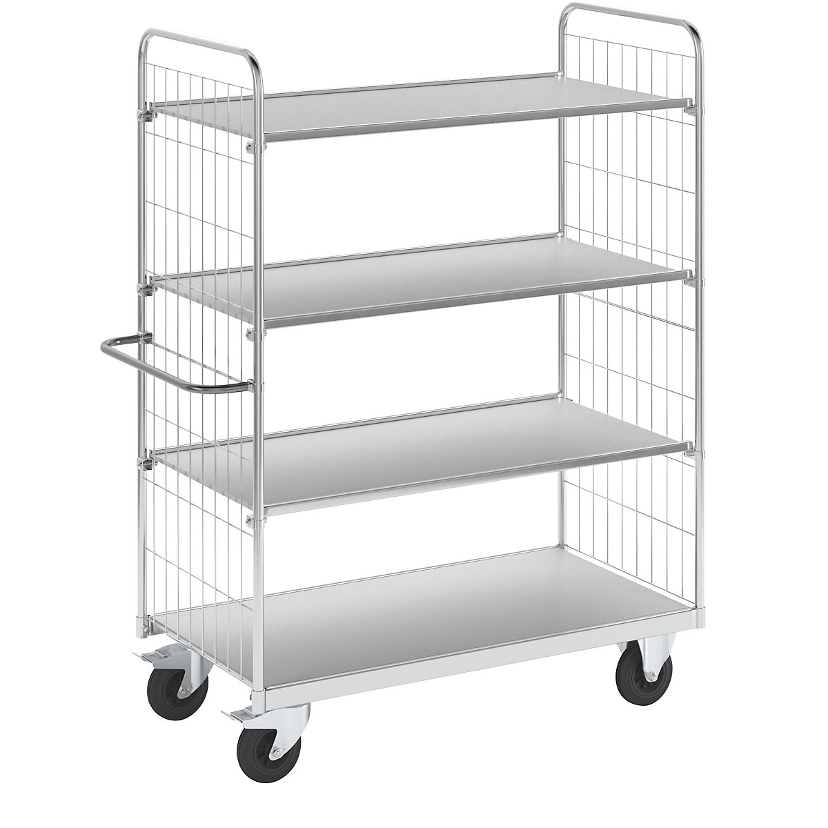 Carro con pisos, flexible – Kongamek, con 4 baldas, longitud 1390 mm, ruedas de maniobra con freno-5