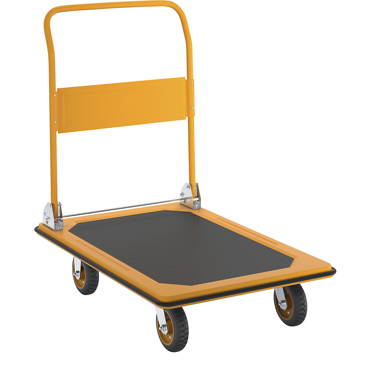 Carro de plataforma profesional – eurokraft basic, carga máx. 300 kg, amarillo melón, ruedas de caucho macizo-14