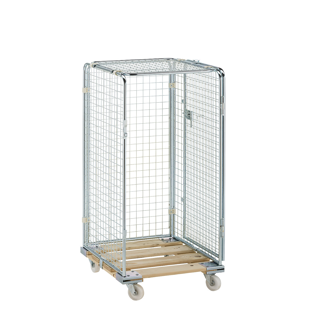 Contenedor de acero antirrobo con tablero rodante de madera (Imagen del producto 2)-1