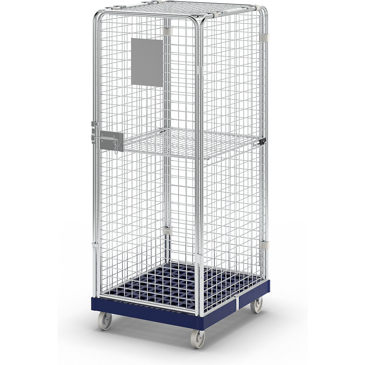Contenedor de acero antirrobo con tablero rodante de plástico