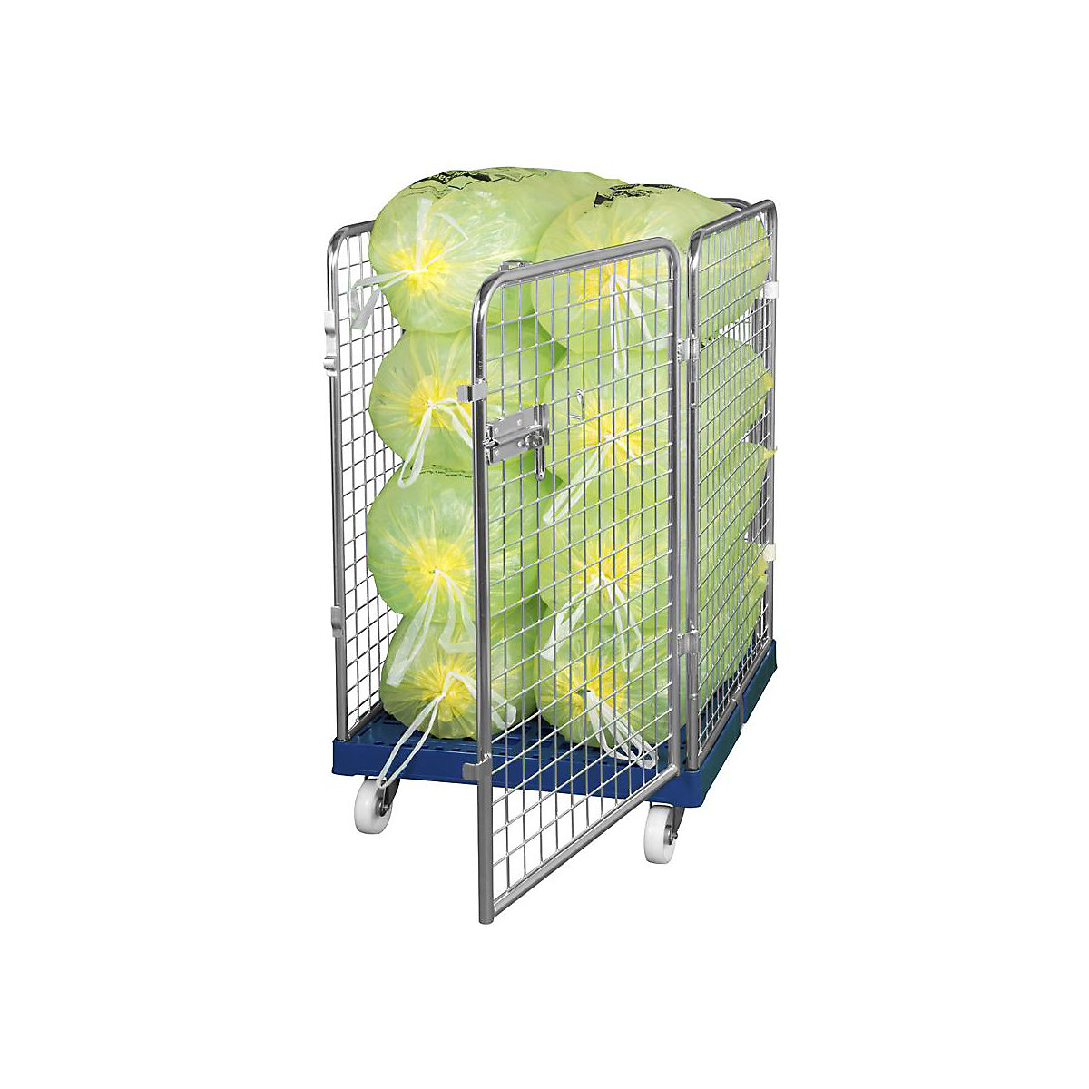 Contenedor de rejilla de alambre con tablero rodante de plástico (Imagen del producto 2)-1