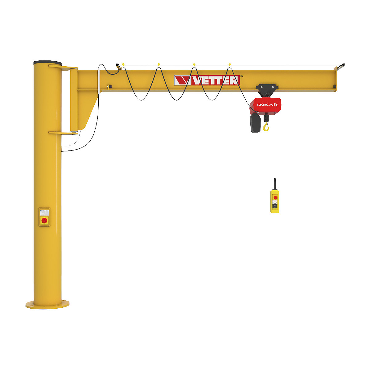 Vetter – Grúa giratoria de columna ASSISTENT con polipasto eléctrico de cadena HF, carga máx. 250 kg | KAISER+KRAFT