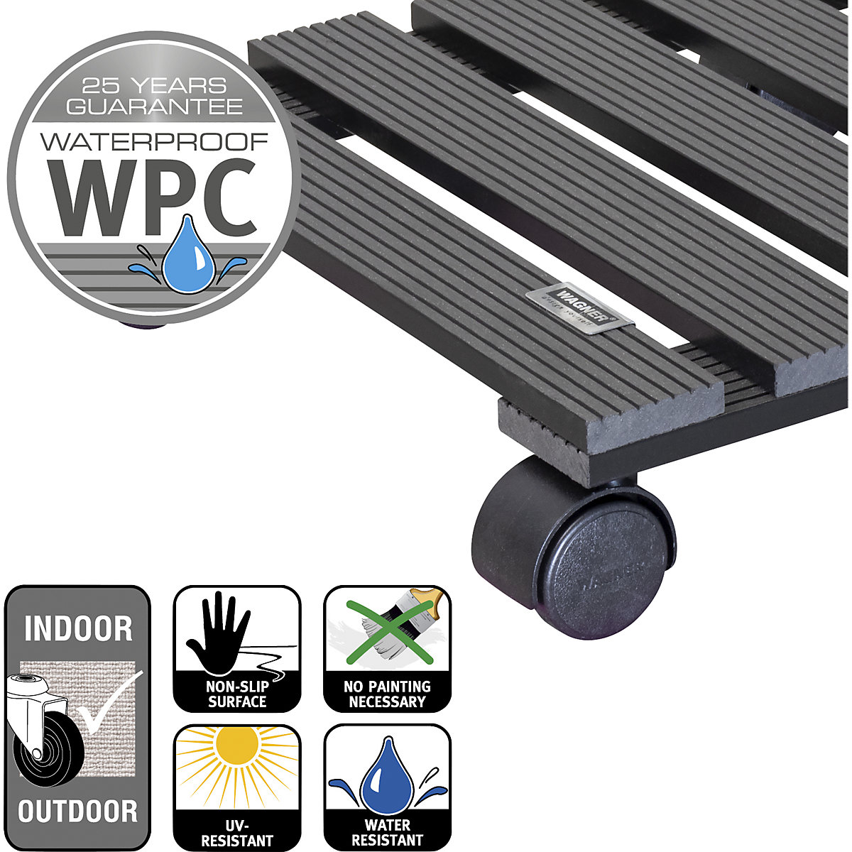 Suport pe roți, pentru plante WPC – Wagner (Imagine produs 3)-2