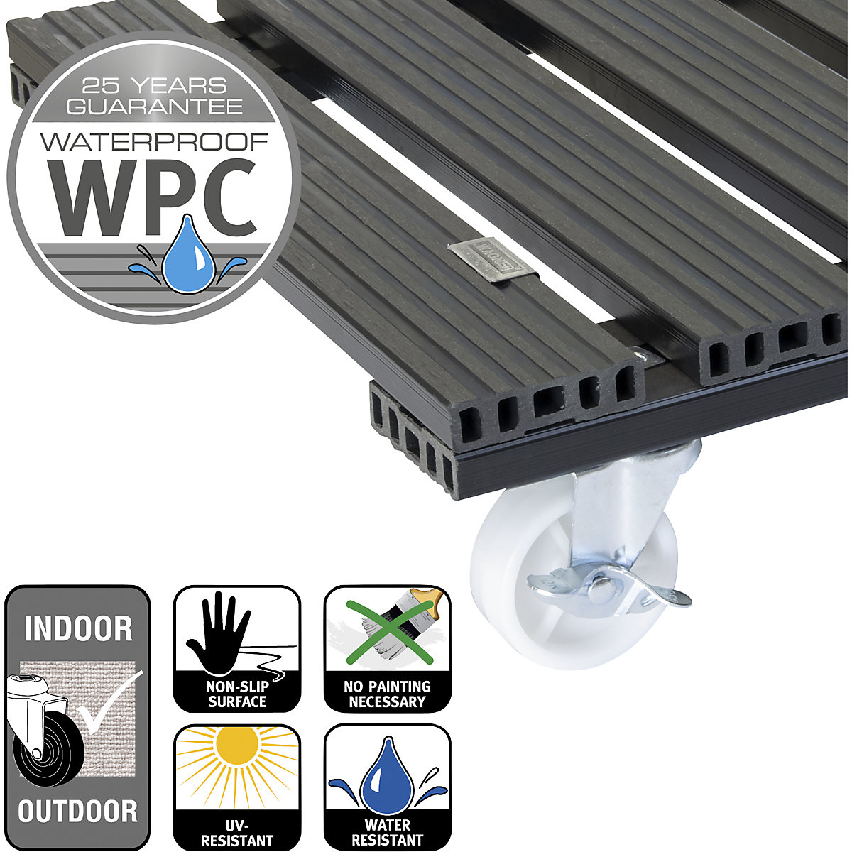 Suport pe roți, pentru plante WPC – Wagner (Imagine produs 3)-2