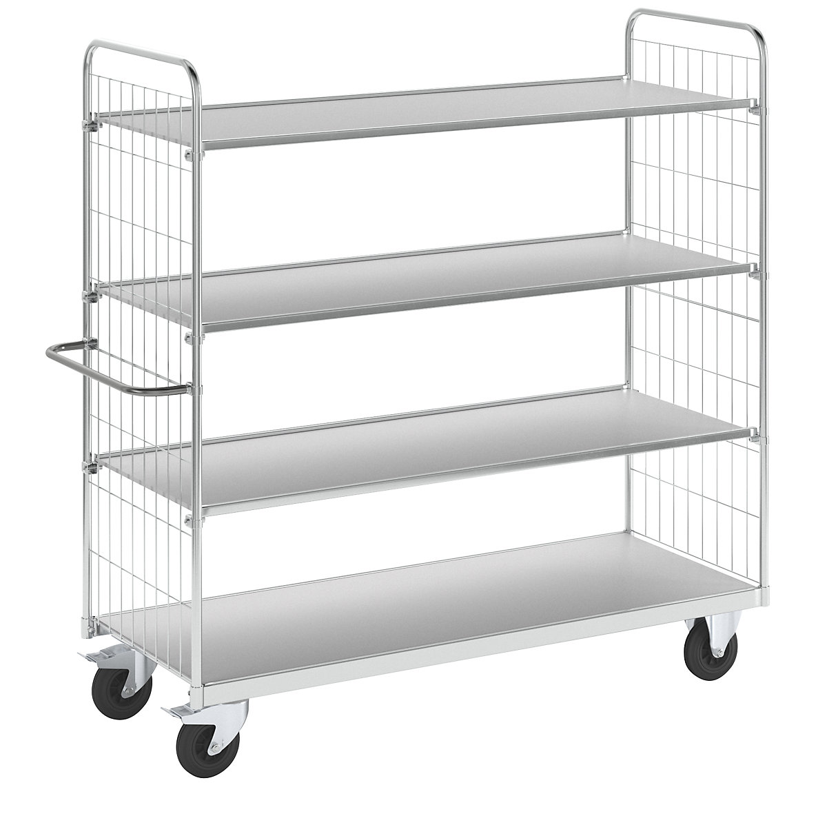 Cărucior etajat flexibil – Kongamek, cu 4 polițe, lungime 1790 mm, roți pivotante cu opritoare-4