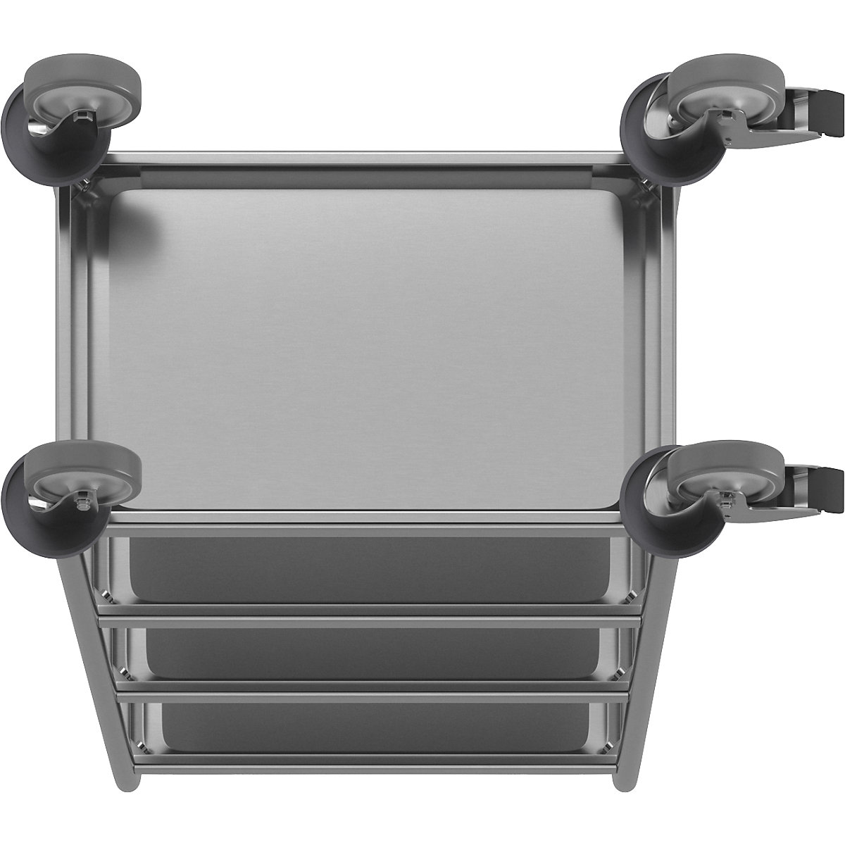 Cărucior din inox pentru servire – eurokraft basic (Imagine produs 3)-2