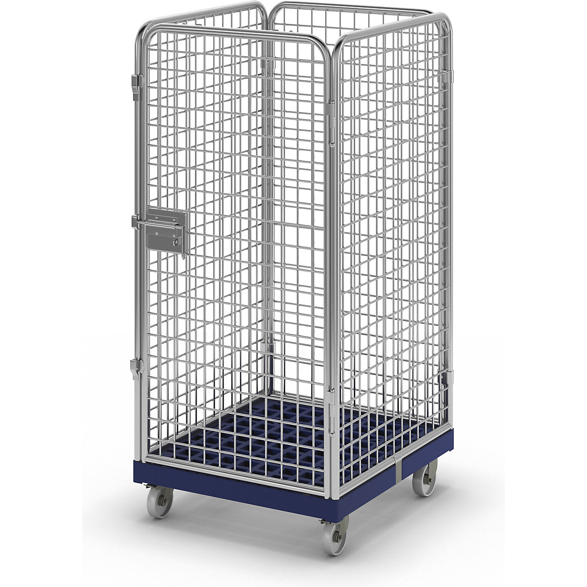 Container din grilaj de sârmă cu placă de rulare din plastic