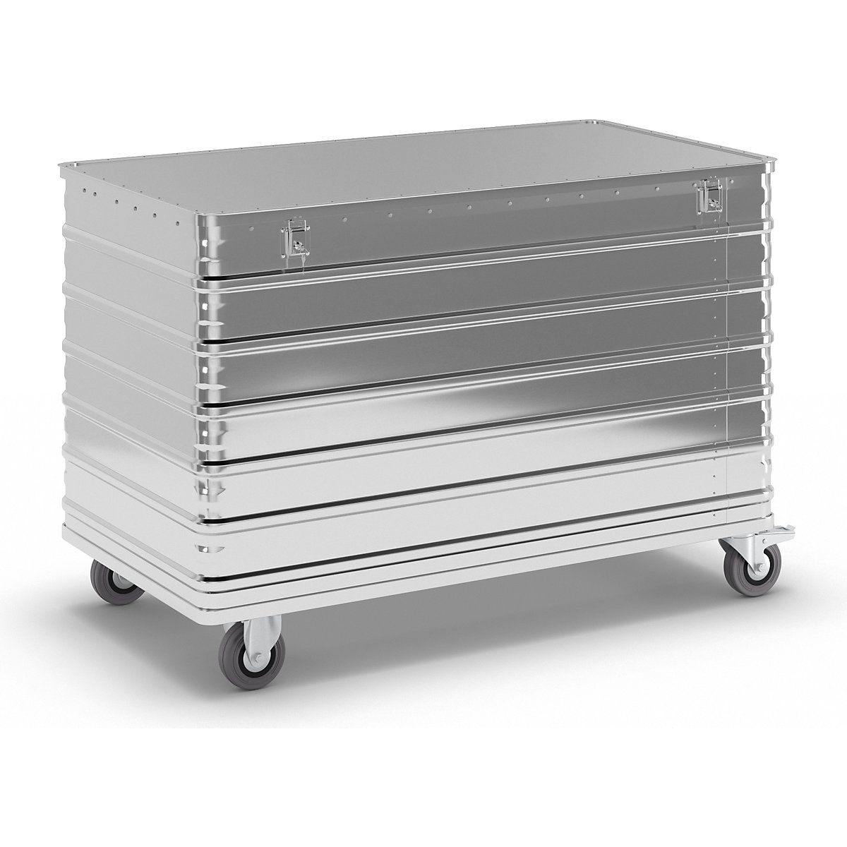 Cărucior tip container din aluminiu, pereți plini – Gmöhling, cu capac, cu încuietoare, volum 560 l-11