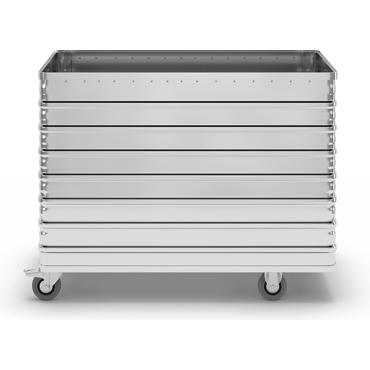 Cărucior tip container din aluminiu, perete lateral care poate fi coborât – Gmöhling (Imagine produs 3)-2
