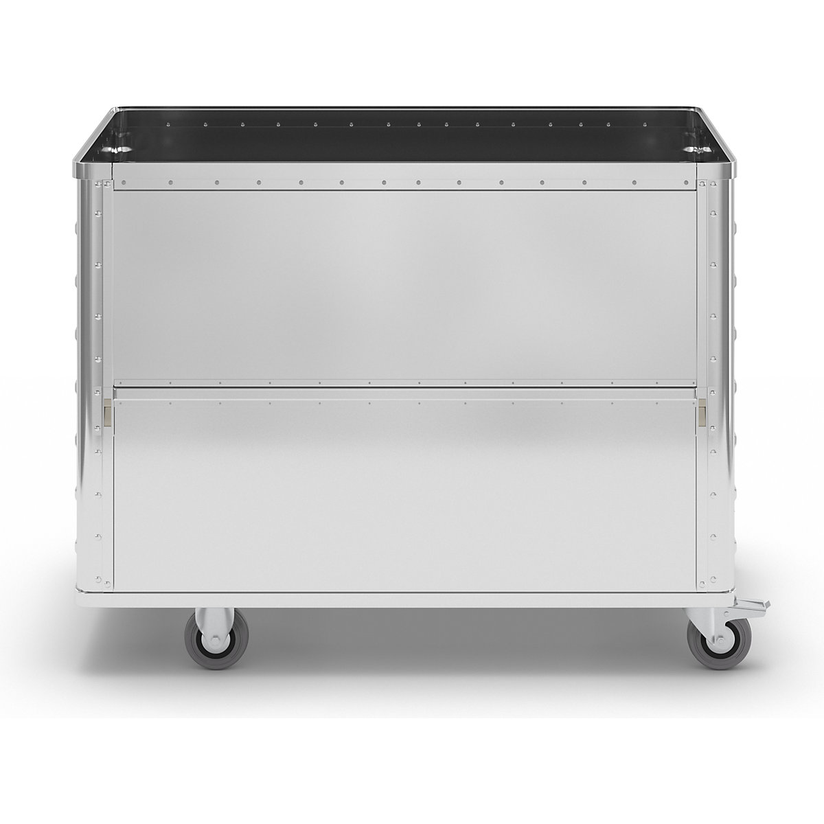 Cărucior tip container din aluminiu, perete lateral care poate fi coborât – Gmöhling (Imagine produs 4)-3