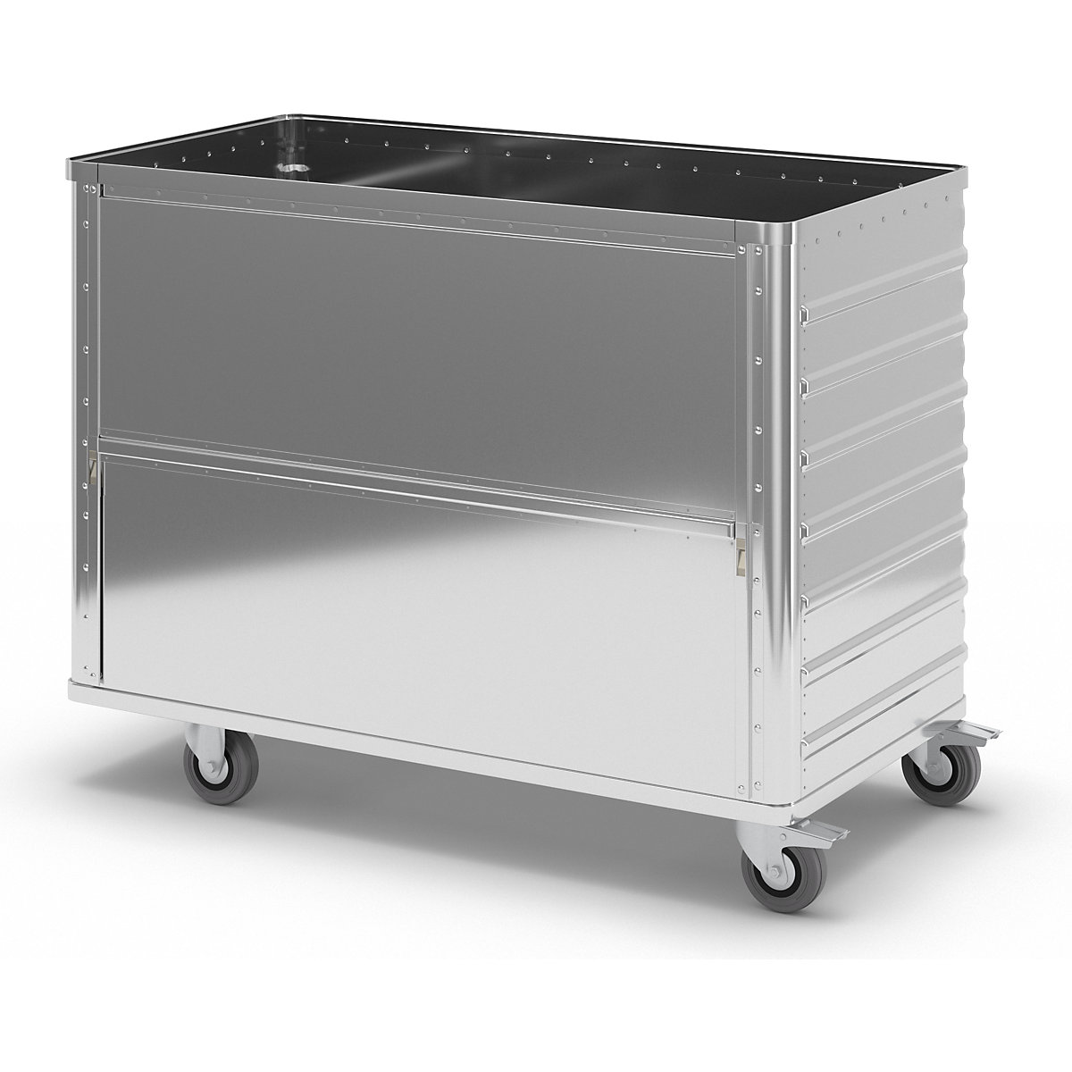 Cărucior tip container din aluminiu, perete lateral care poate fi coborât – Gmöhling (Imagine produs 5)-4