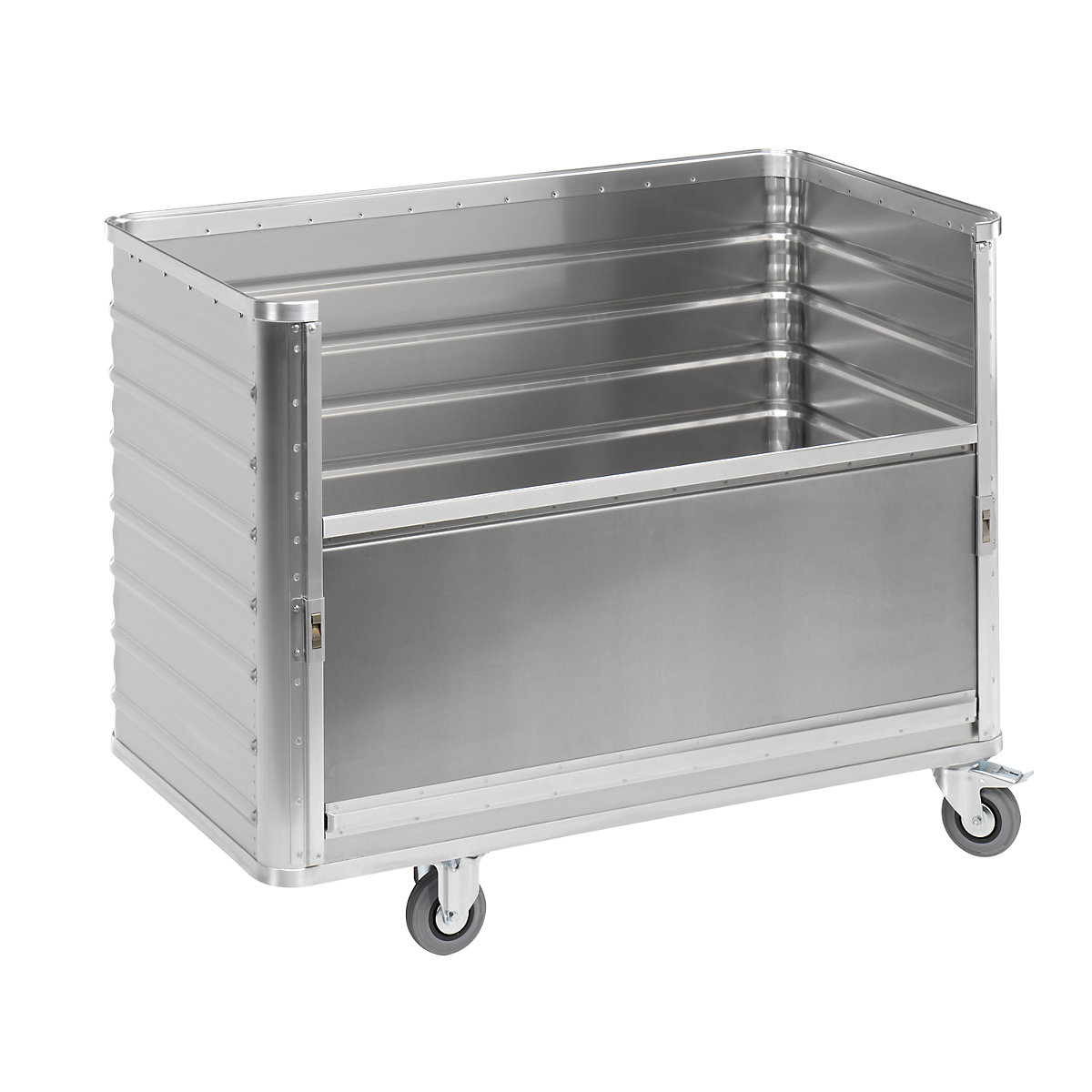 Cărucior tip container din aluminiu, perete lateral care poate fi coborât – Gmöhling (Imagine produs 8)-7