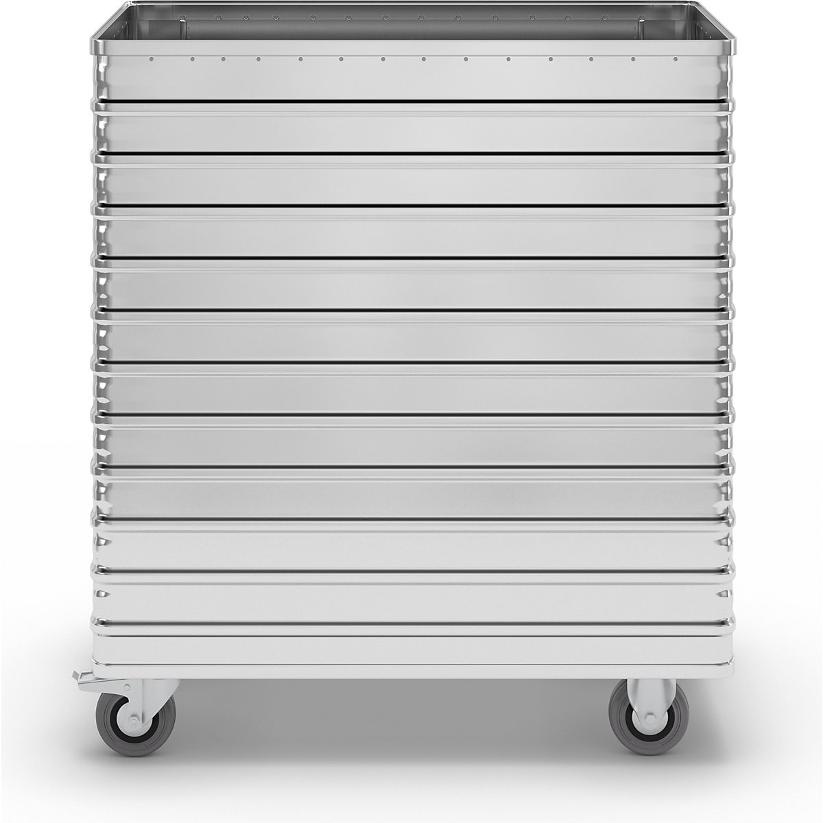Cărucior tip container din aluminiu, perete lateral rabatabil – Gmöhling (Imagine produs 2)-1