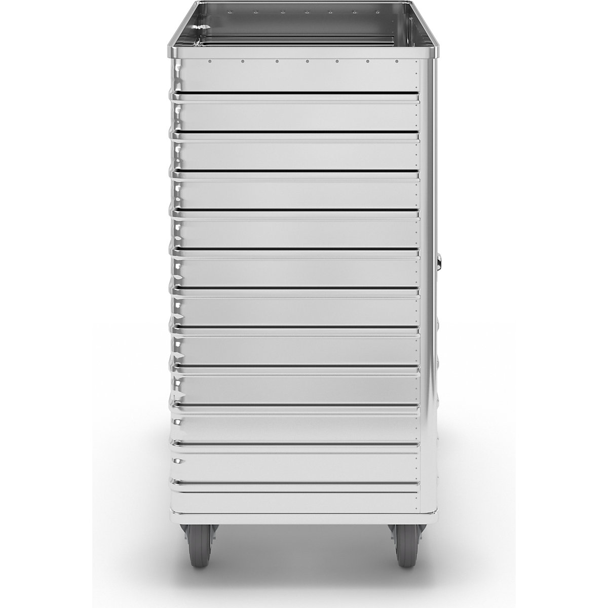 Cărucior tip container din aluminiu, perete lateral rabatabil – Gmöhling (Imagine produs 5)-4