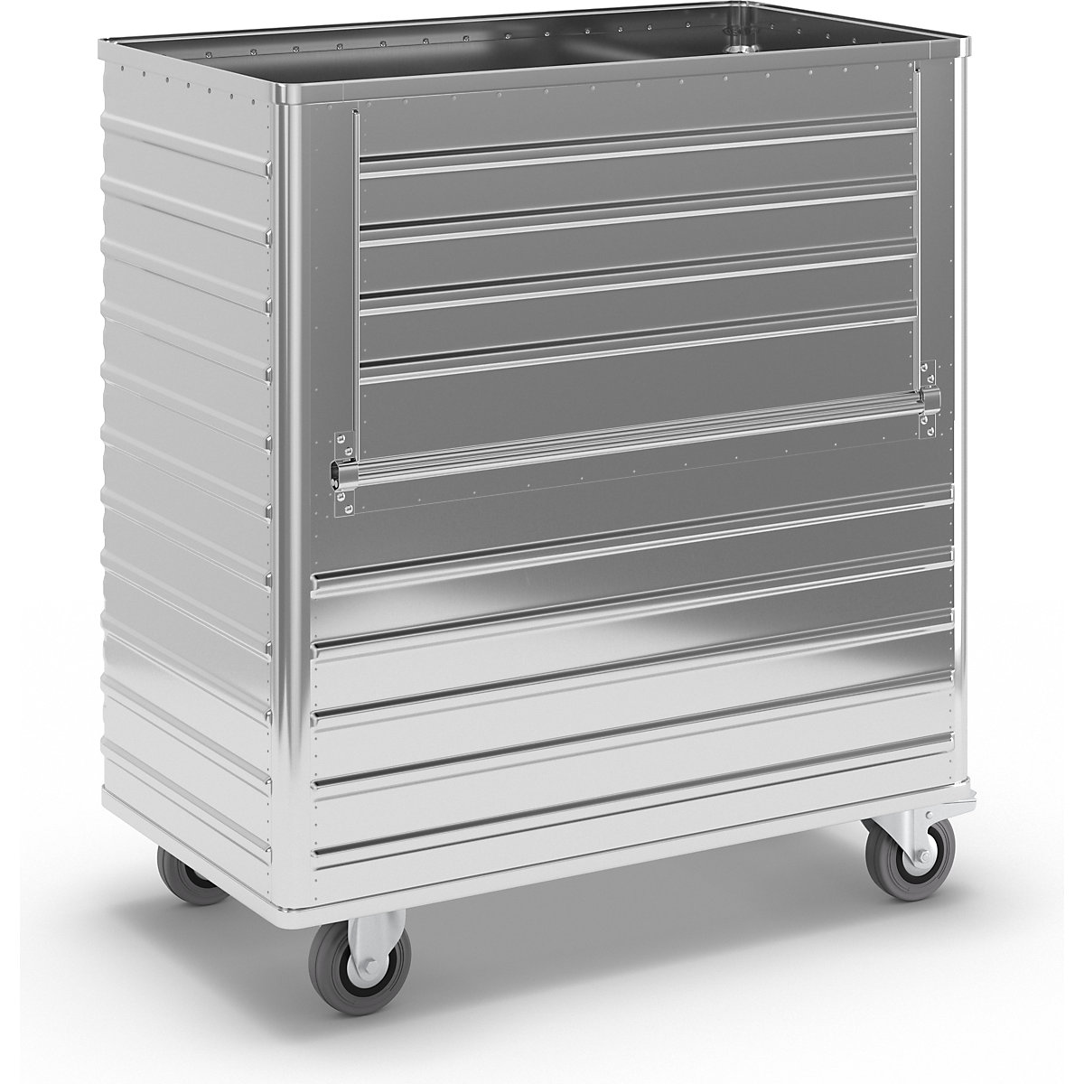 Cărucior tip container din aluminiu, perete lateral rabatabil – Gmöhling