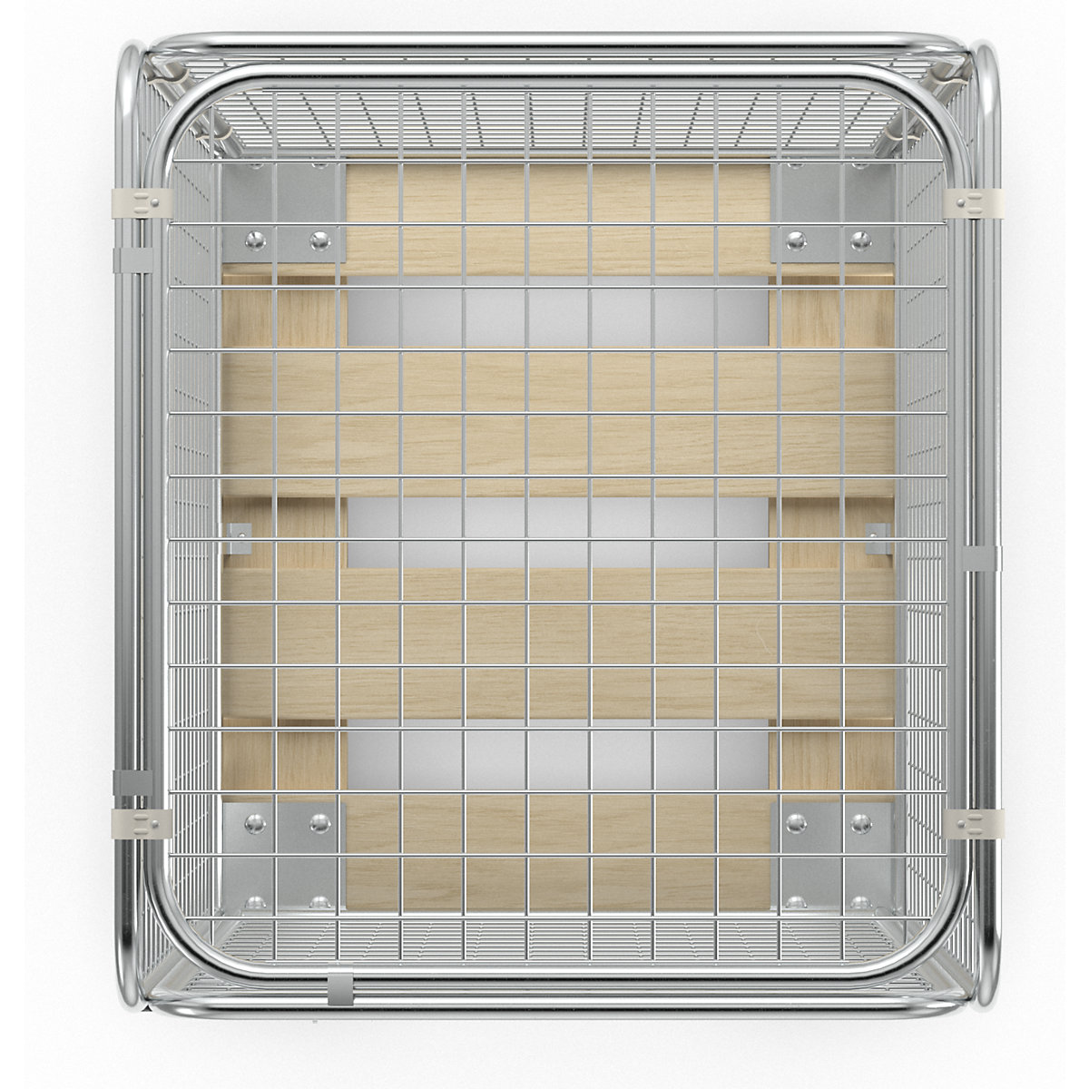 Container antifurt din grilaj de sârmă cu placă de rulare din lemn (Imagine produs 6)-5