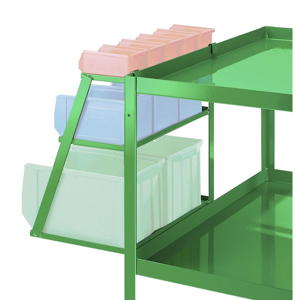 Komplet otvorenih skladišnih kutija – eurokraft pro, s držačem za vješanje, u tirkizno zelenoj boji-4