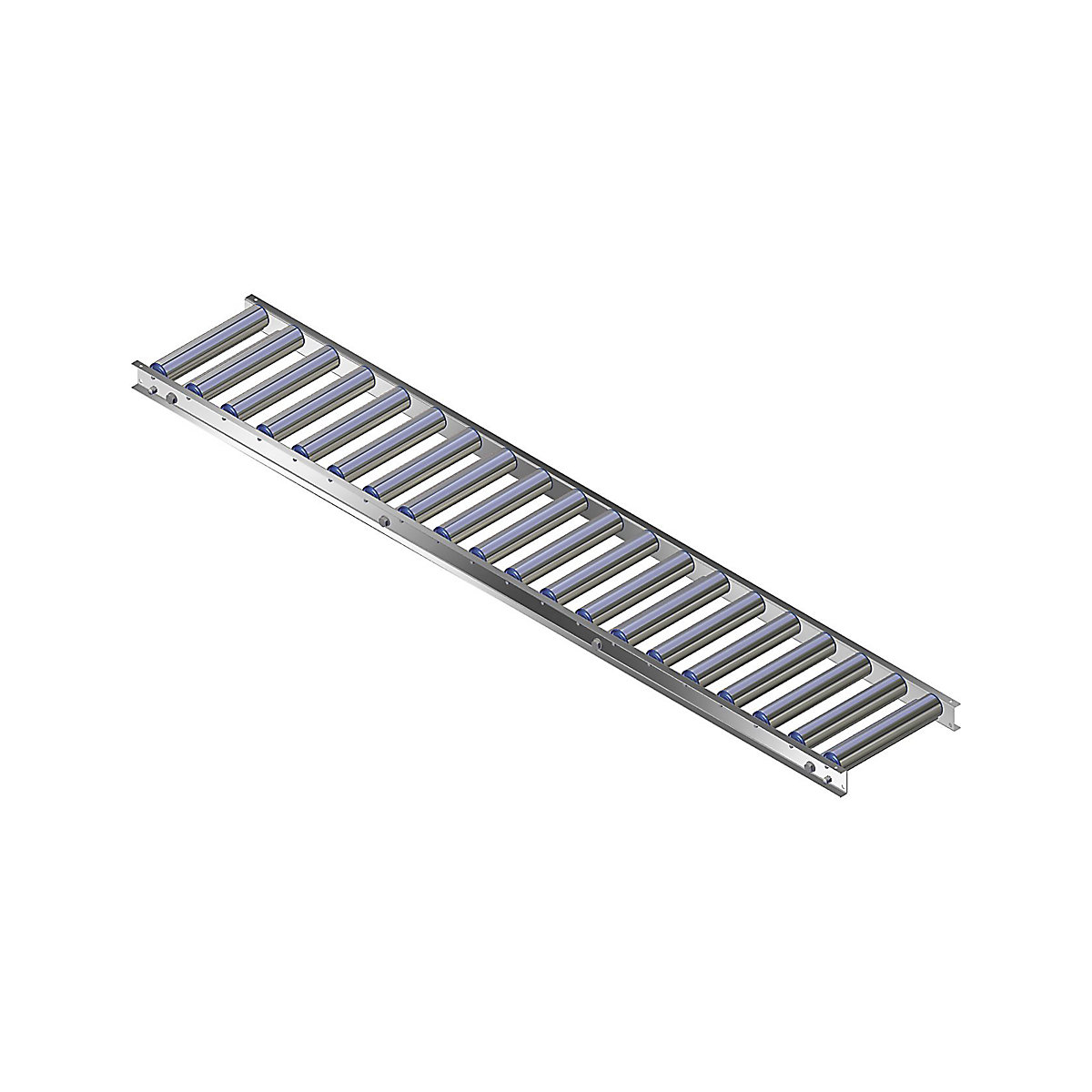 Ľahká valčeková dráha, hliníkový rám s hliníkovými valčekmi – Gura, šírka dráhy 300 mm, vzdialenosť osí 100 mm, dĺžka 2,0 m
