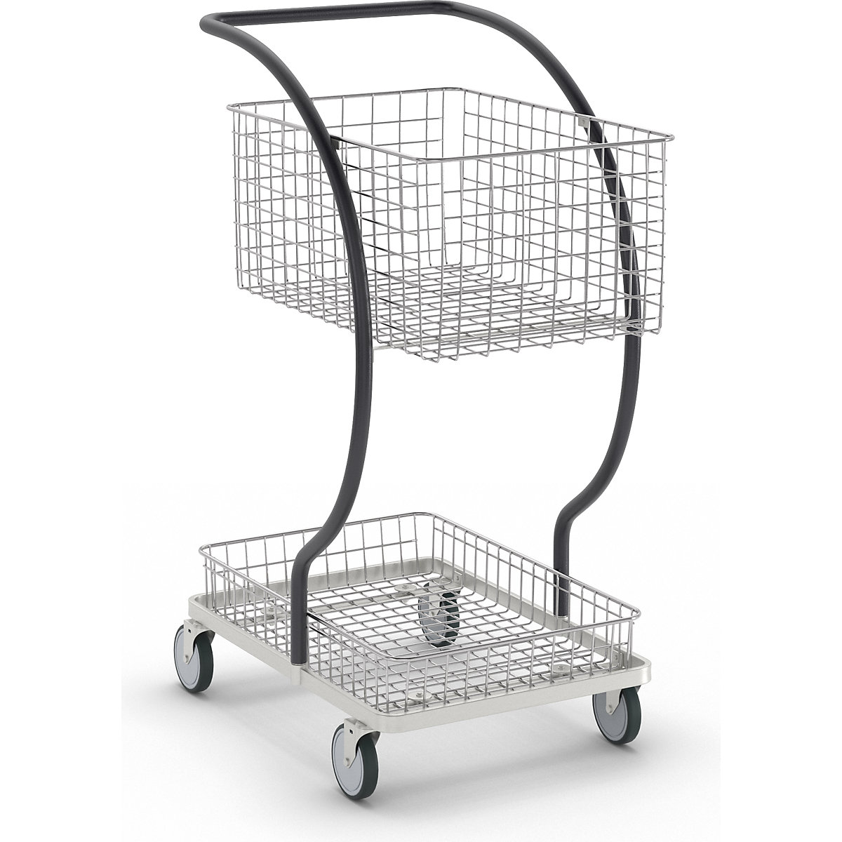 C-LINE nákupní a stolový vozík – Kongamek, se 2 pochromovanými mřížkovými koši, výška etáží 160, 580 mm-11