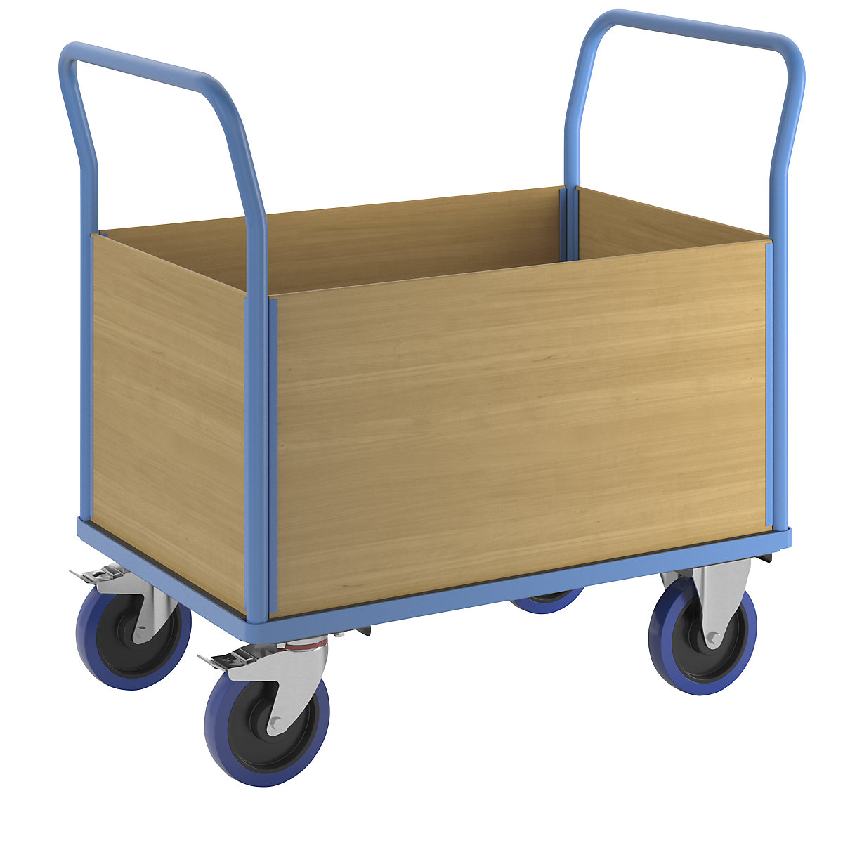 Plošinový vozík s dřevěnými stěnami – eurokraft pro, plně elastické, šířka ložné plochy 645 mm-13