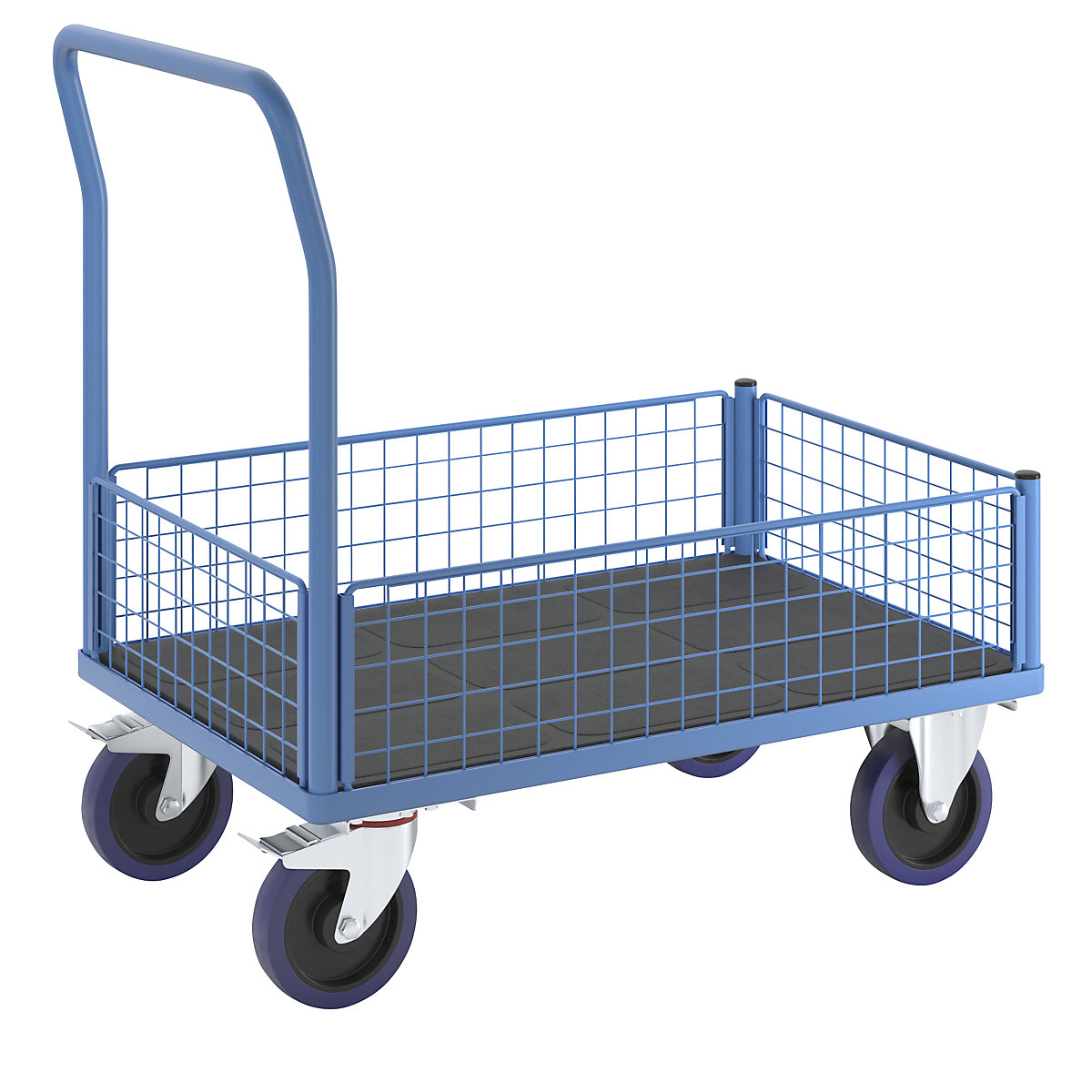 Plošinový vozík s mřížkami v poloviční výšce - eurokraft pro