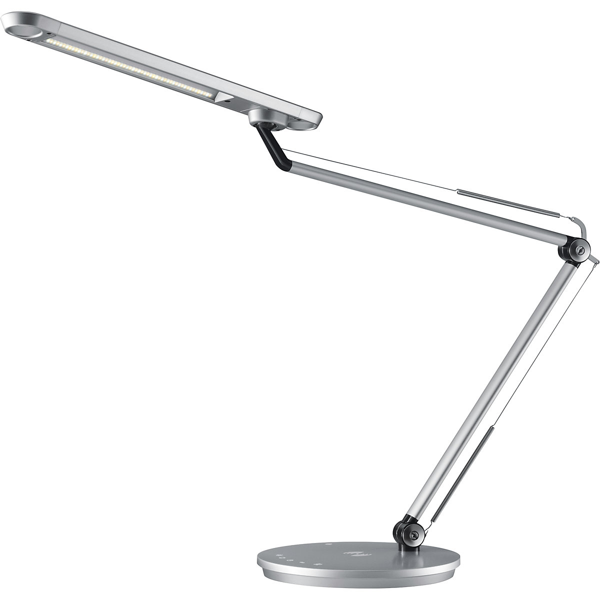 Lampă LED de birou SMART – Hansa, cu funcție de încărcare prin USB, intensitate reglabilă, argintiu
