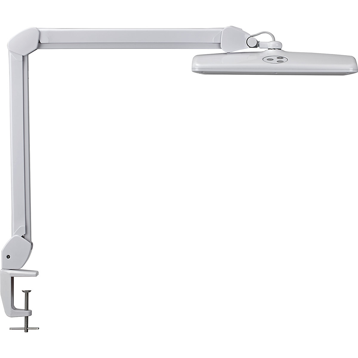 MAUL – Lampă LED pentru spațiul de lucru MAULintro, intensitate reglabilă, rotativă 360°, cu picior cu clemă, alb