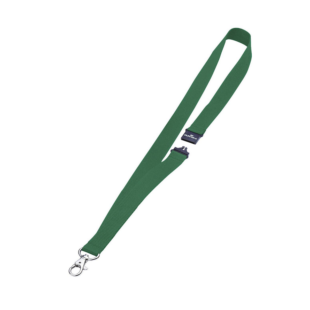 Șnururi textile cu agățătoare tip carabină – DURABLE, închidere de siguranță, amb. 50 buc., verde-3