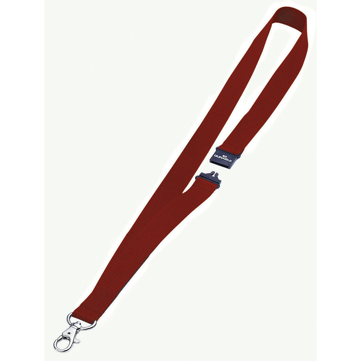 Șnururi textile cu agățătoare tip carabină – DURABLE, închidere de siguranță, amb. 50 buc., roșu-5