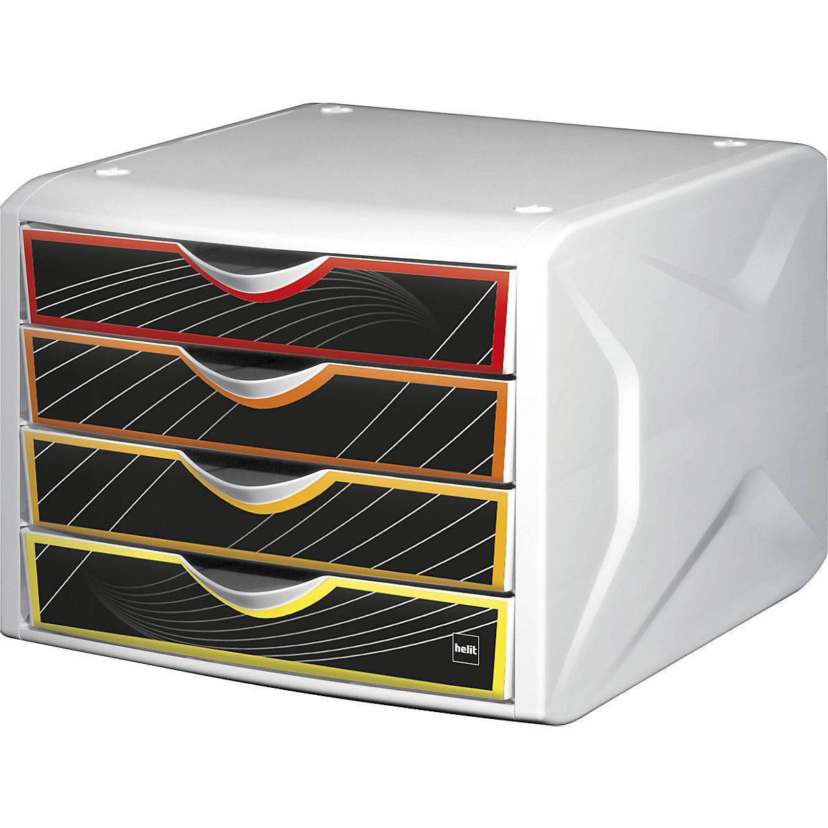 Cutie cu sertare – helit, î. x lăț. x ad. 212 x 262 x 330 mm, amb. 5 buc., design sertare priority