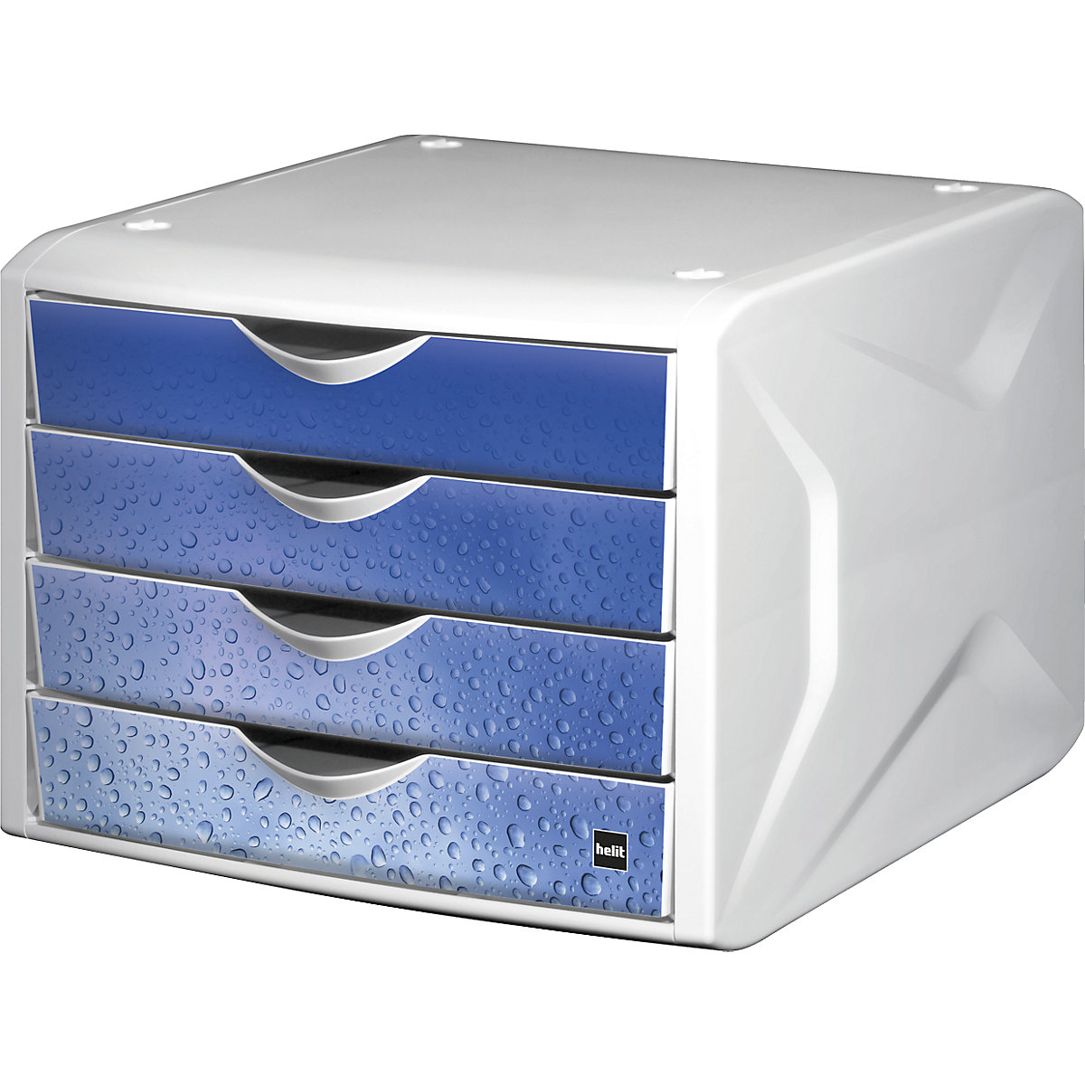 Cutie cu sertare – helit, î. x lăț. x ad. 212 x 262 x 330 mm, amb. 5 buc., design sertare cool water