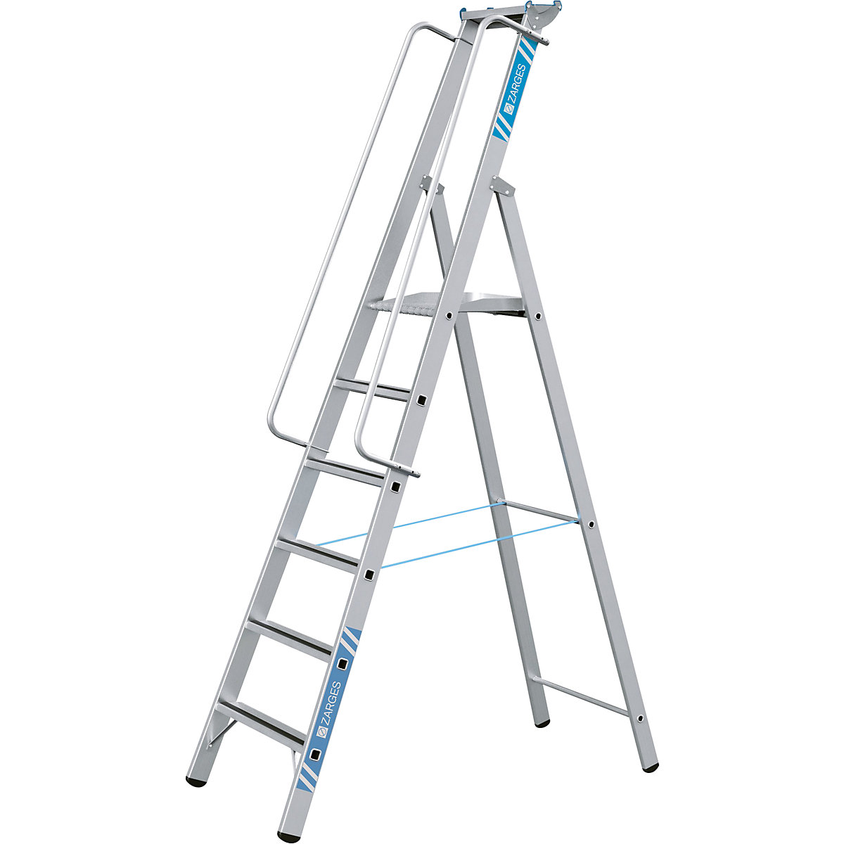 Aluminiowa drabina składana z dużą platformą – ZARGES