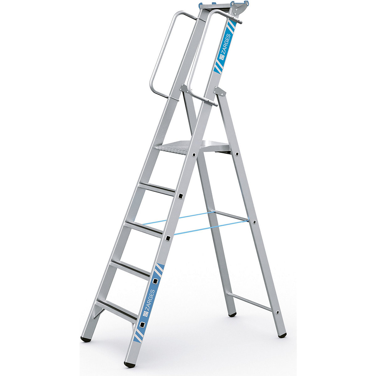 Aluminiowa drabina składana z dużą platformą – ZARGES