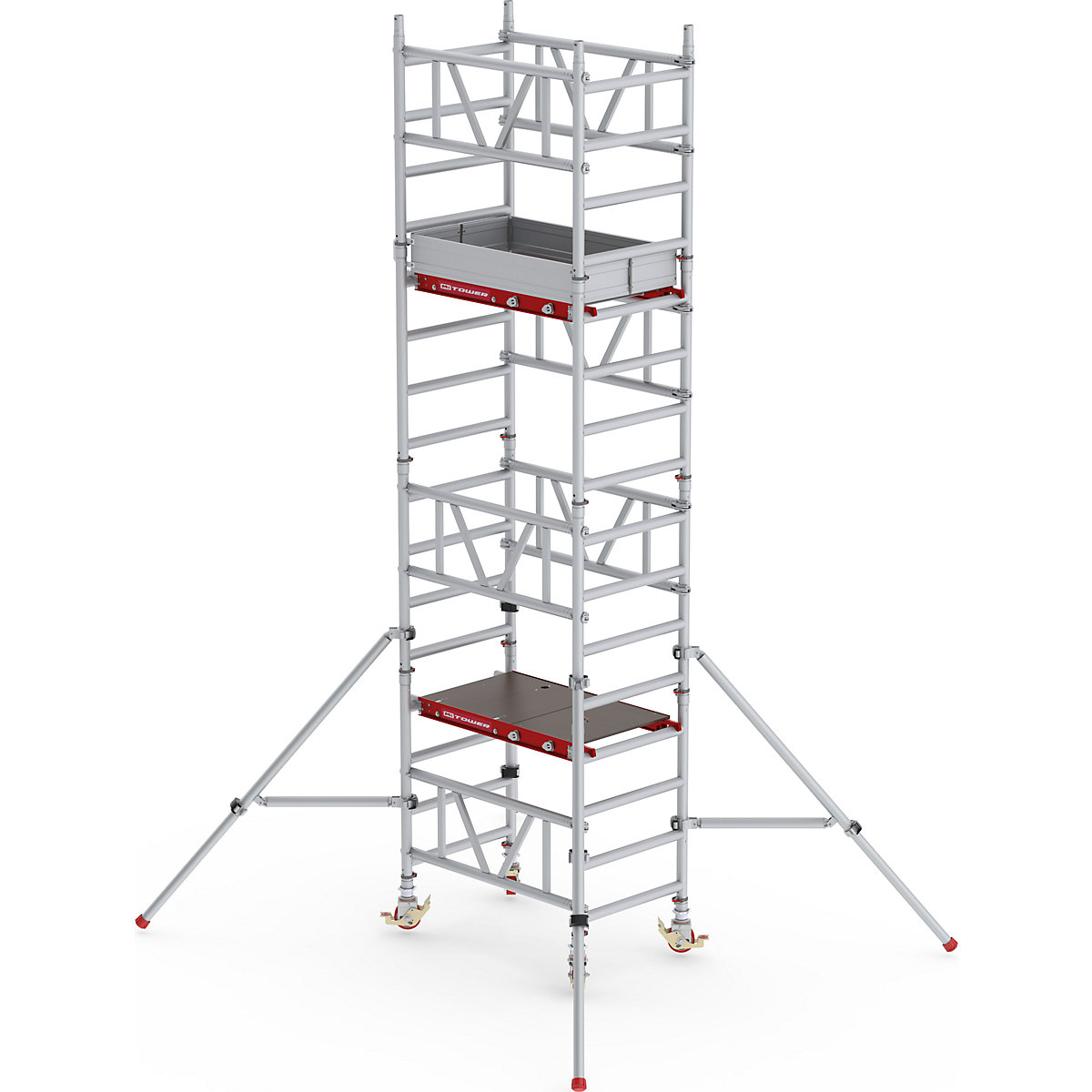 Ruchome rusztowanie do szybkiego montażu MiTOWER Standard – Altrex, platforma drewniana, dł. x szer. 1200 x 750 mm, wys. robocza 5 m-25