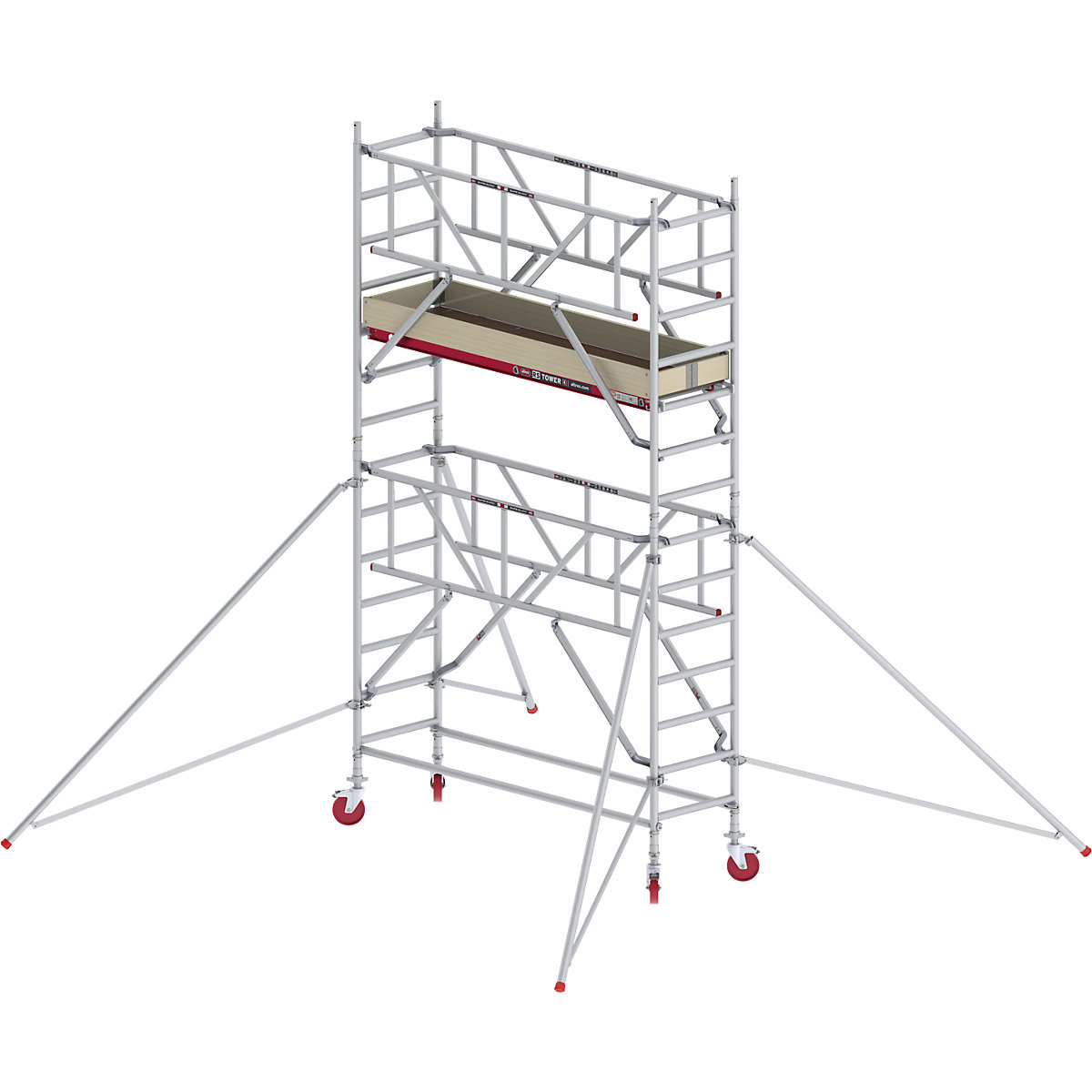 Rusztowanie ruchome RS TOWER 41, wąskie, z poręczą Safe-Quick® – Altrex, platforma drewniana, dł. 1,85 m, wys. robocza 5,20 m-6