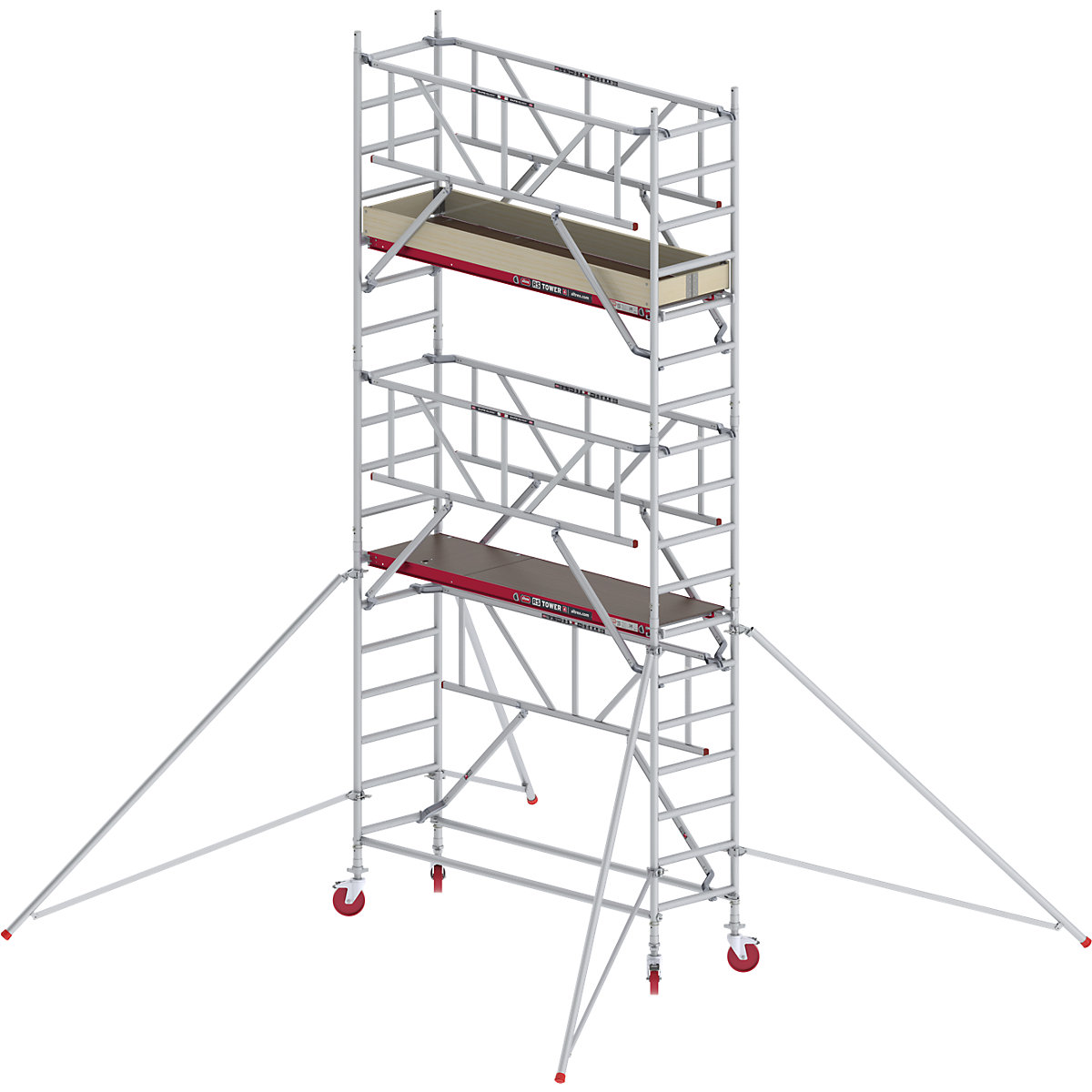 Rusztowanie ruchome RS TOWER 41, wąskie, z poręczą Safe-Quick® – Altrex, platforma drewniana, dł. 1,85 m, wys. robocza 6,20 m-3